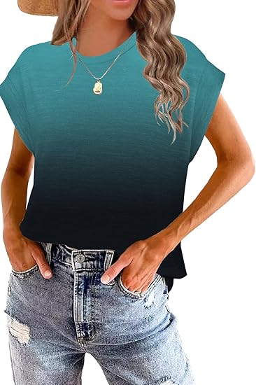 Womens Summer Tops Spring Outfits 2025 Fashion Casual Dressy T Shirts Cap Sleeve Workout Clothes Going Out Trendy Vacation