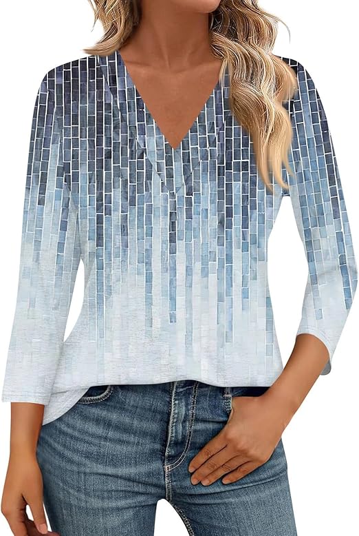 Women's V-Neck Floral Print Long Sleeve Casual Blouse Lightweight, Breathable Fabric for All-Day