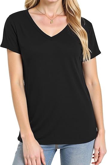 V Neck T Shirts for Women - Summer Fashion Trendy Outfits Clothes - Lightweight Soft Casual Women T Shirt