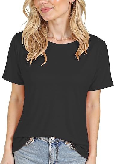 Short Sleeve Shirts for Women Crew Neck Basic Tee - Fashion Summer Spring Tops - Oversized T Shirts for Women