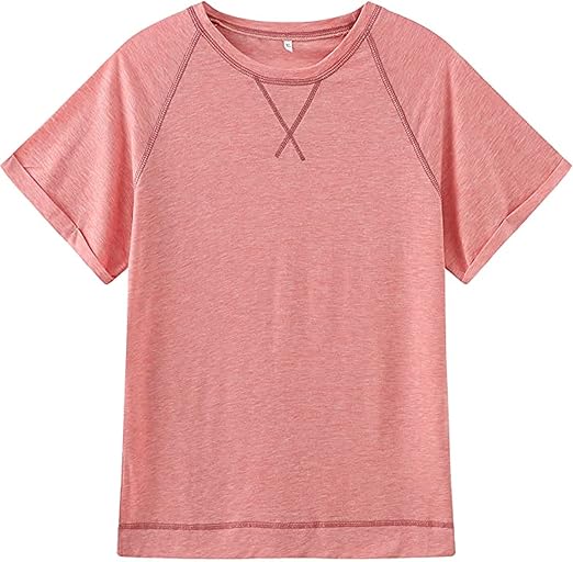 Womens Tops Crewneck Raglan Summer T Shirts Casual Short Sleeve Side Split Tee Shirts