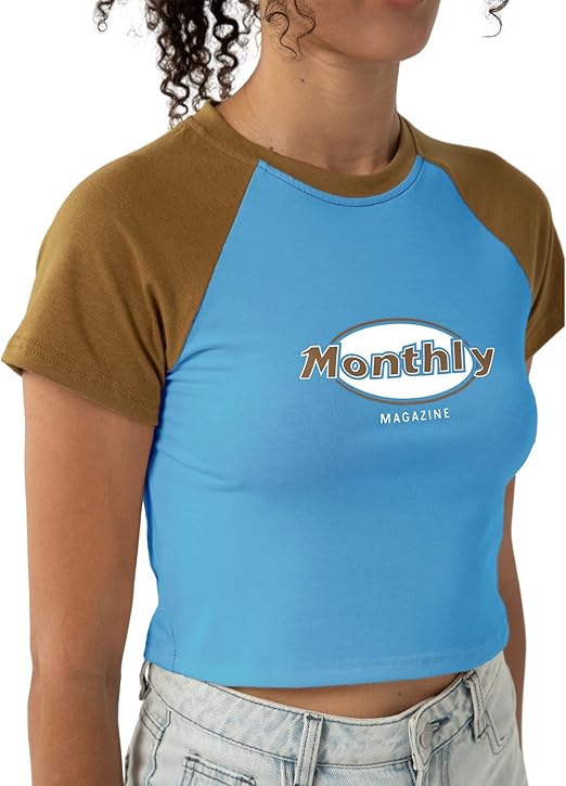 Graphic Crop Tops for Women Y2k Cute Crew Neck Short Sleeve T-Shirts Teen Summer Clothes Slim Fit Casual Sexy