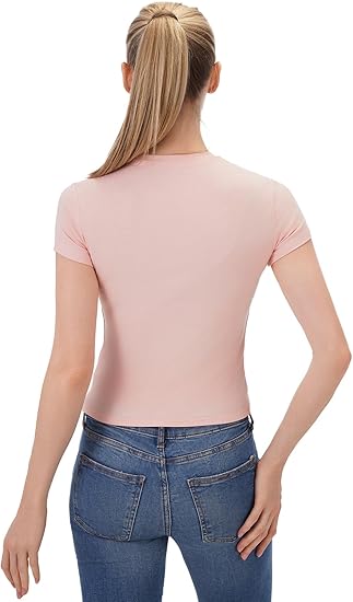Women's Basic Short Sleeve T Shirts Crew Neck Slim-Fit Tee Tops
