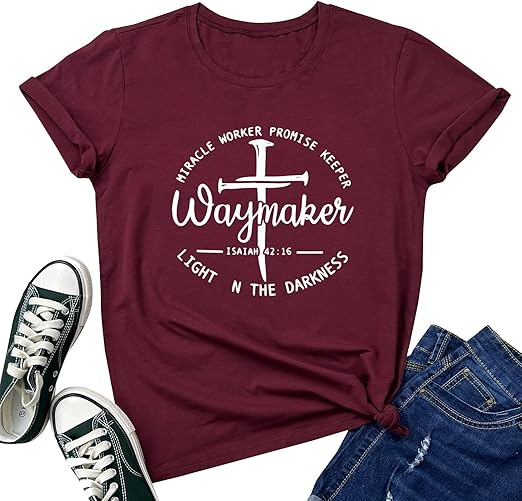 LOOKFACE Women Cross Graphic Tees Waymaker Soft Tops