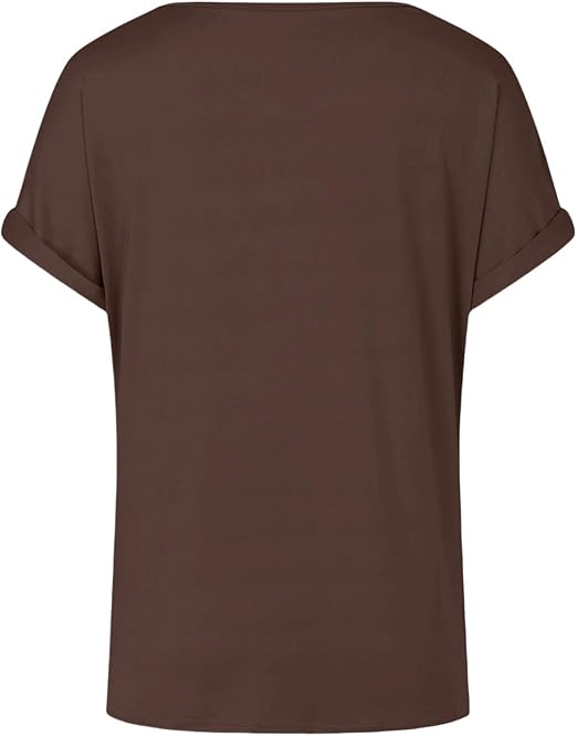 Women's Comfy Casual Summer Tops Short Sleeve V Neck Blouses T Shirts Twist Knot Basic Tees