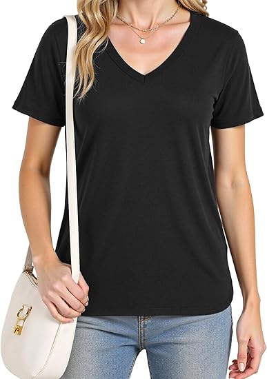 V Neck T Shirts for Women - Summer Fashion Trendy Outfits Clothes - Lightweight Soft Casual Women T Shirt