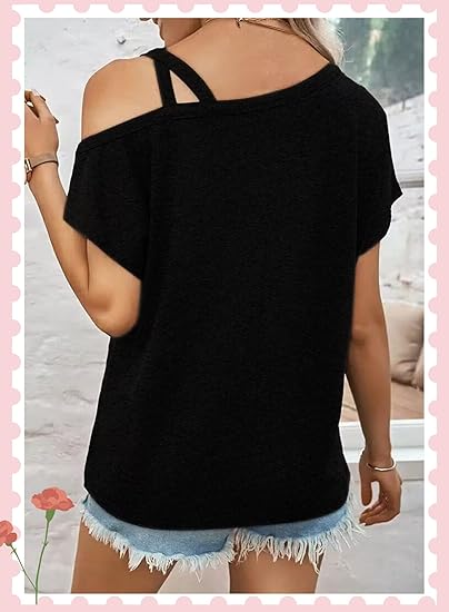 Mama T-Shirt for Women - Funny Ma Mama Mom Bruh Graphic Plus Size Tees Shirt Criss-Cross One Shoulder Tops