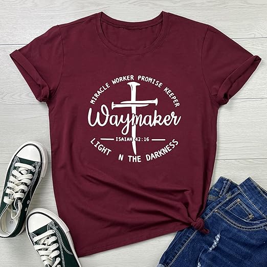 LOOKFACE Women Cross Graphic Tees Waymaker Soft Tops