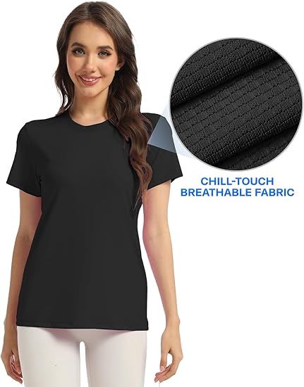 Women's T-Shirts Crew Neck Short Sleeve [Classic Fit Quick Dry Lightweight Summer Top for Yoga Gym Workout Casual]