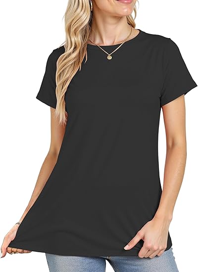 Short Sleeve Shirts for Women Crew Neck Basic Tee - Fashion Summer Spring Tops - Oversized T Shirts for Women