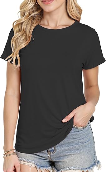 Short Sleeve Shirts for Women Crew Neck Basic Tee - Fashion Summer Spring Tops - Oversized T Shirts for Women