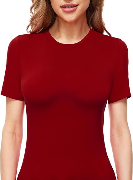Womens Black Crewneck Short Sleeve Summer Tops Trendy Going Out T Shirts Sexy Cute Dressy Casual Tshirts Basic Tees