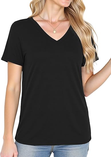 V Neck T Shirts for Women - Summer Fashion Trendy Outfits Clothes - Lightweight Soft Casual Women T Shirt